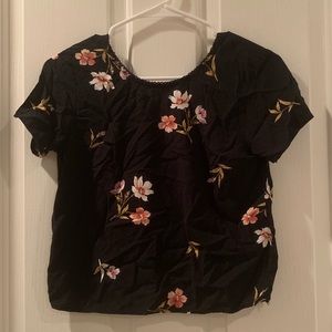 Floral back tie crop top